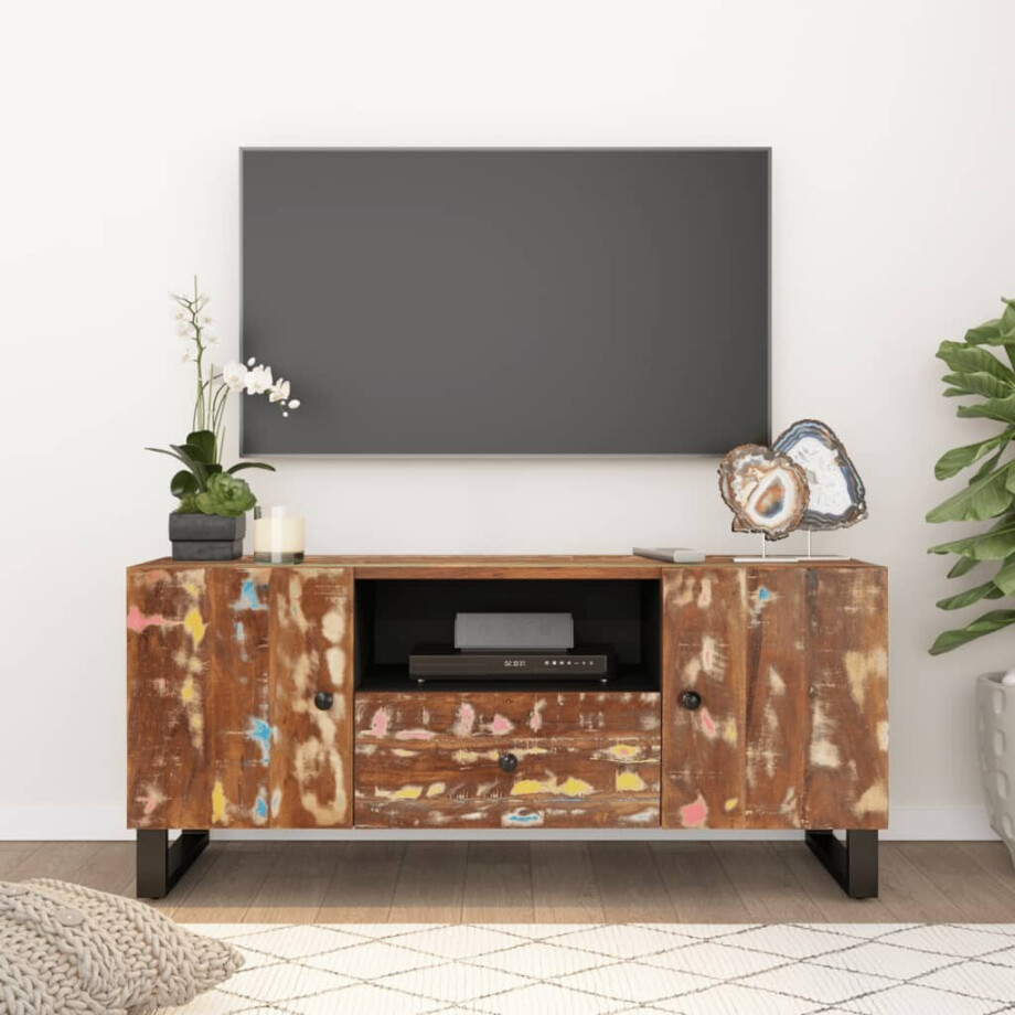 vidaXL Tv-meubel 105x33,5x46 cm massief hout gerecycled bewerkt hout vidaXL Tv-meubel 105x33,5x46 cm massief hout gerecycled bewerkt hout afbeelding 1