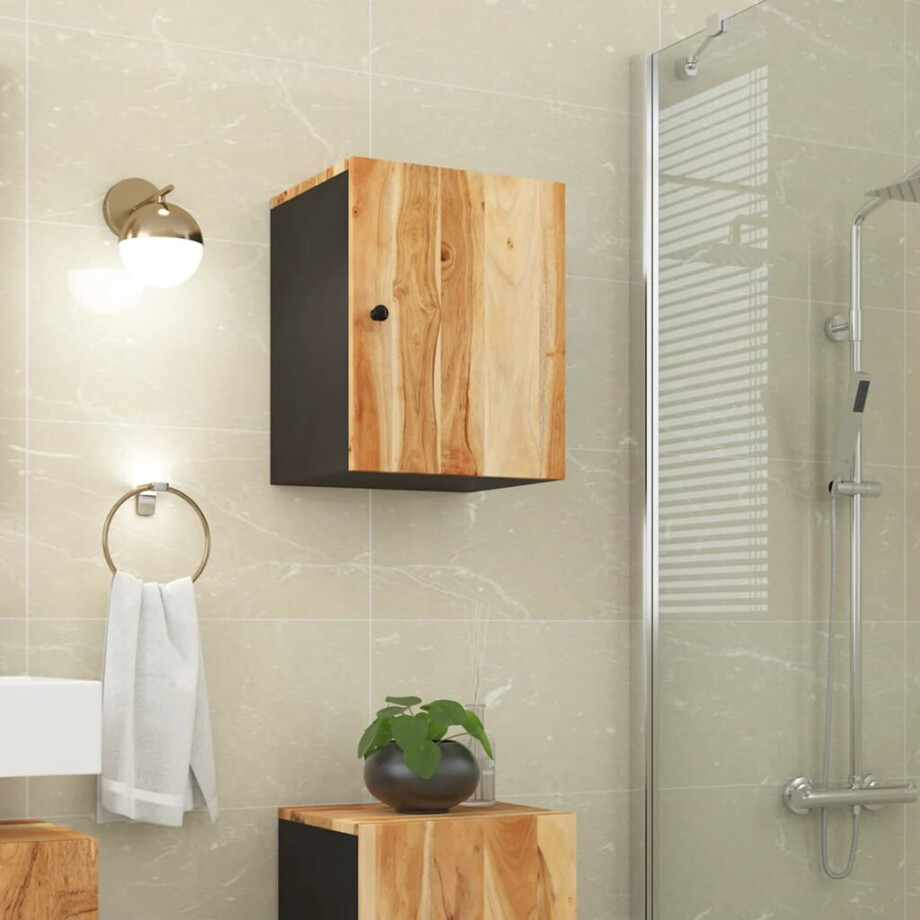 vidaXL Badkamerwandkast 38x33x48 cm massief acaciahout vidaXL Badkamerwandkast 38x33x48 cm massief acaciahout afbeelding 1