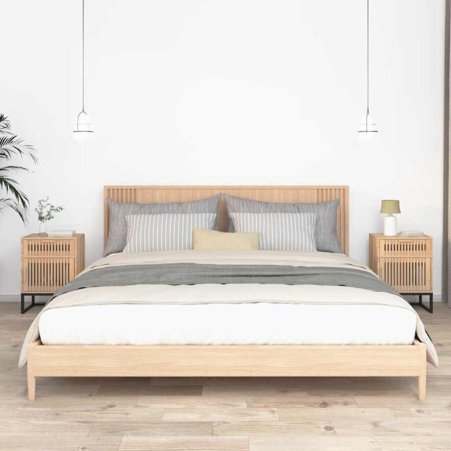 vidaXL Nachtkastjes 2 st 40x30x55,5 cm bewerkt hout en ijzer afbeelding 1