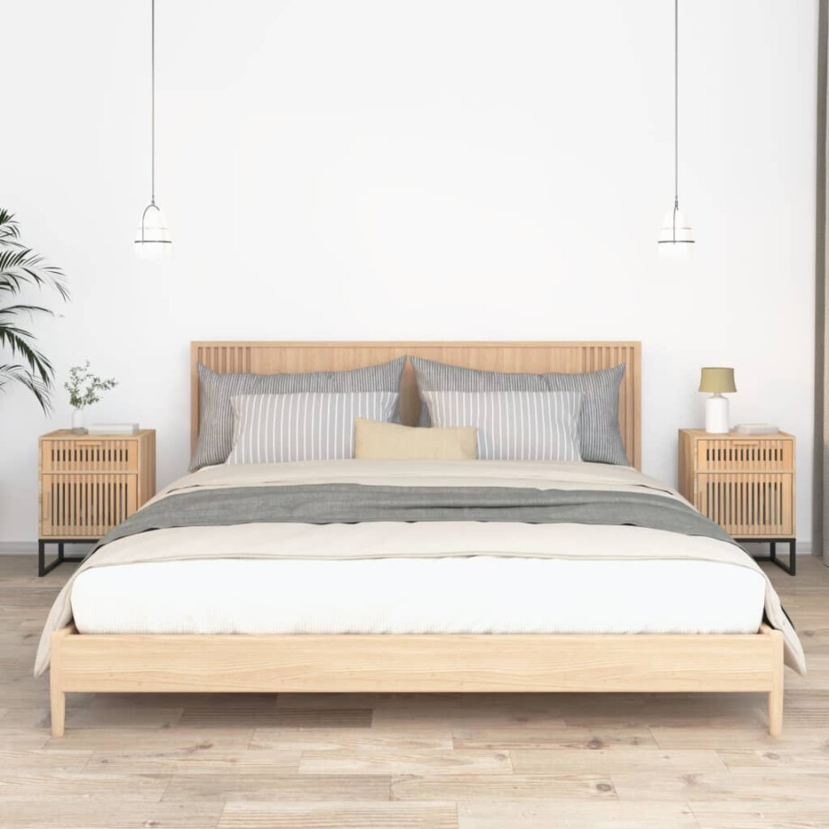 vidaXL Nachtkastjes 2 st 40x30x55,5 cm bewerkt hout en ijzer afbeelding 1