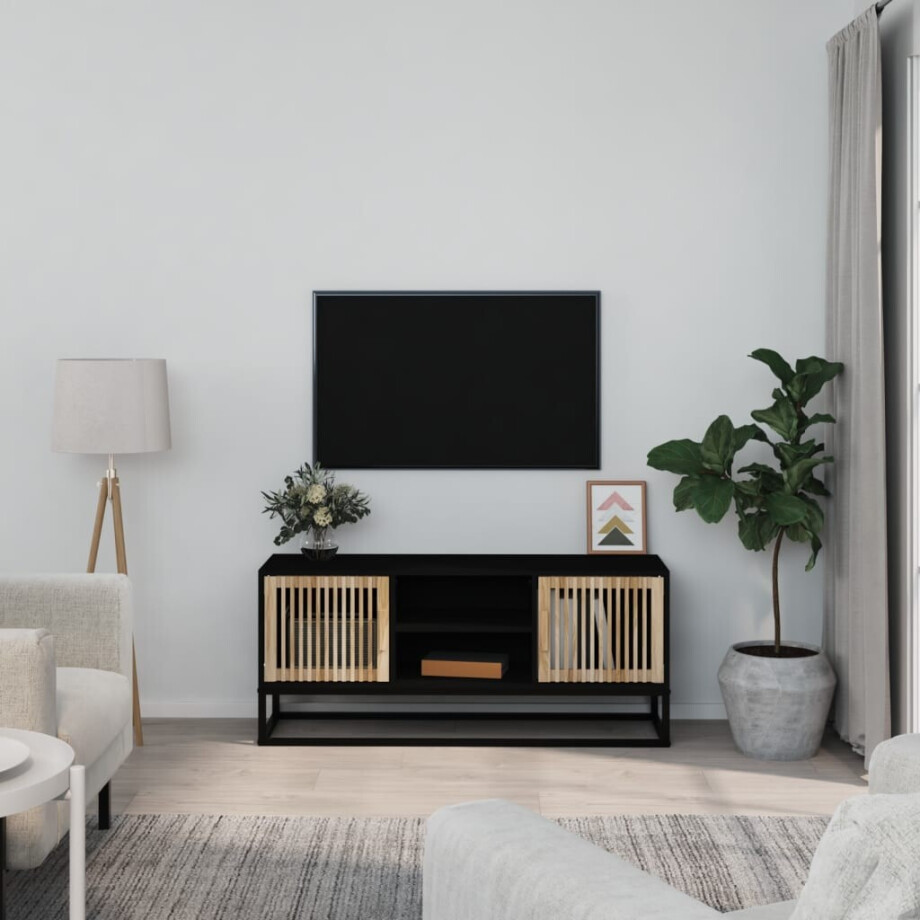 vidaXL Tv-meubel 105x30x45 cm bewerkt hout en ijzer zwart afbeelding 1