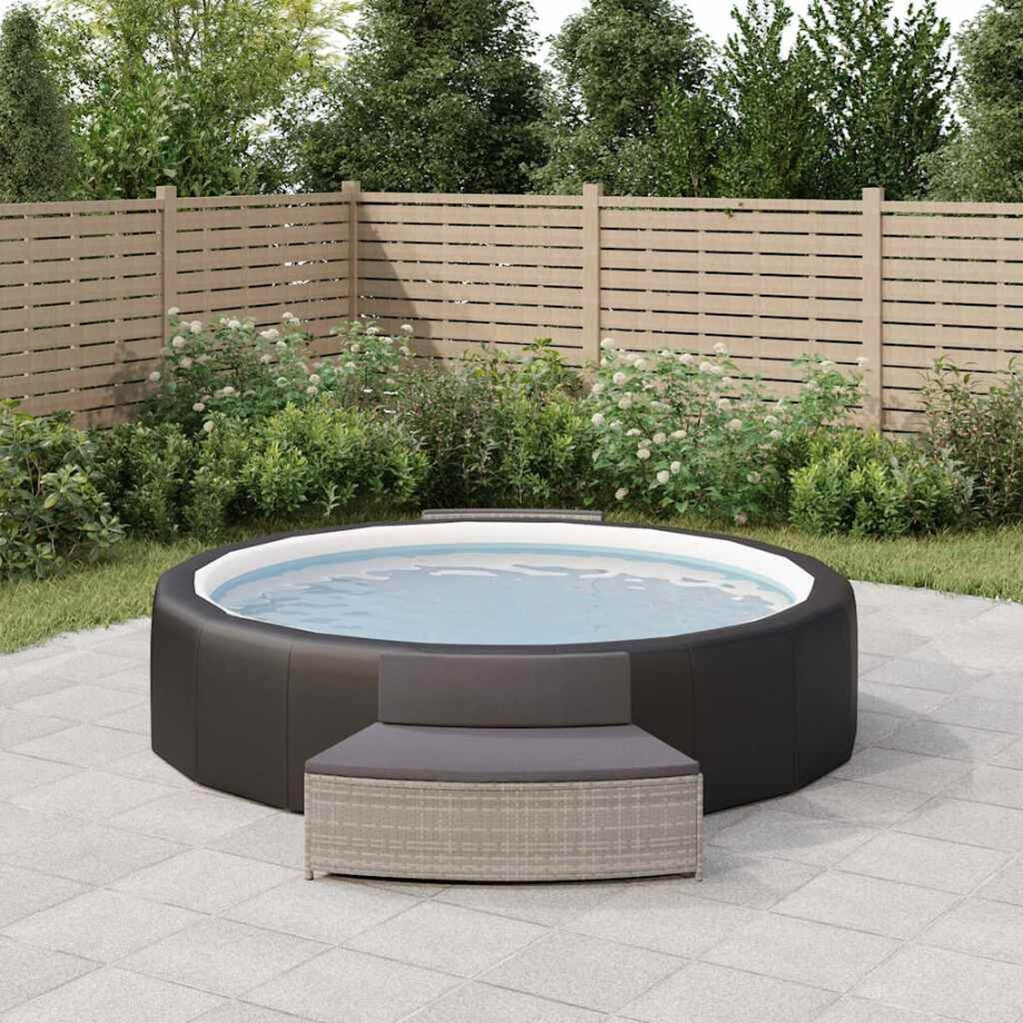 vidaXL Spa-bankjes met kussens 2 st poly rattan grijs vidaXL Spa-bankjes met kussens 2 st poly rattan grijs afbeelding 1