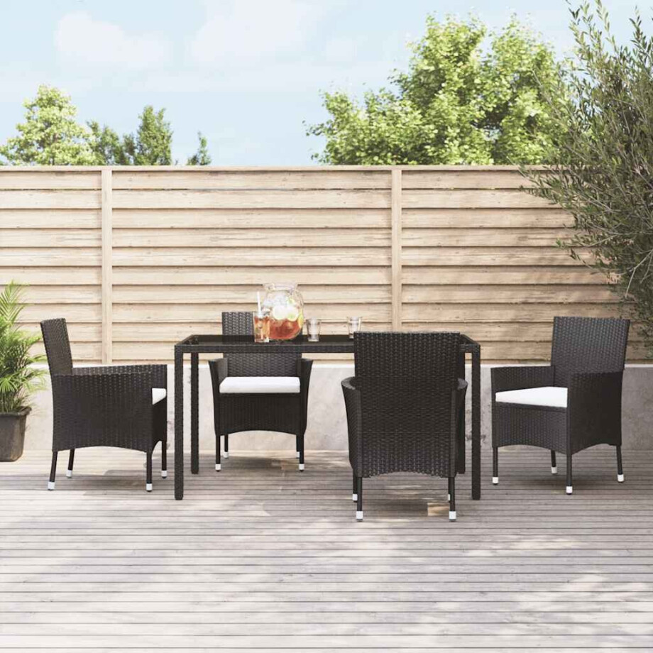 vidaXL Tuinstoelen met kussens 4 st zwart poly rattan (alleen VK/IE/FI/NO) vidaXL Tuinstoelen met kussens 4 st zwart poly rattan (alleen VK/IE/FI/NO) afbeelding 1