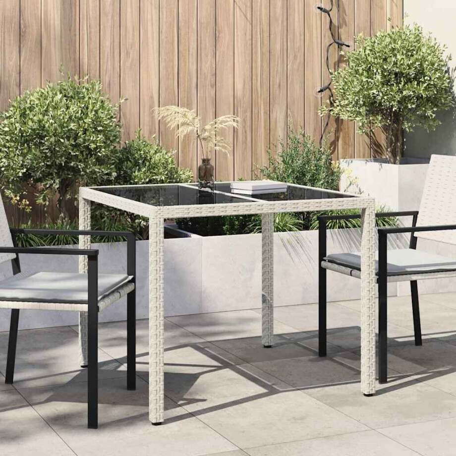 vidaXL Tuinstafel Wit 90 x 90 x 75 cm poly rattan afbeelding 1