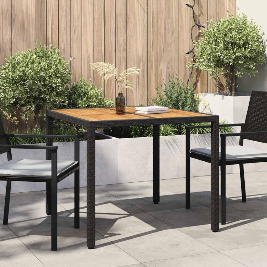 vidaXL Tuinstafel Zwart 90 x 90 x 75 cm poly rattan vidaXL Tuinstafel Zwart 90 x 90 x 75 cm poly rattan afbeelding 1