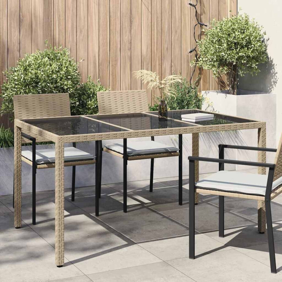 vidaXL Tuinstafel Beige 150 x 90 x 75 cm poly rattan vidaXL Tuinstafel Beige 150 x 90 x 75 cm poly rattan afbeelding 1