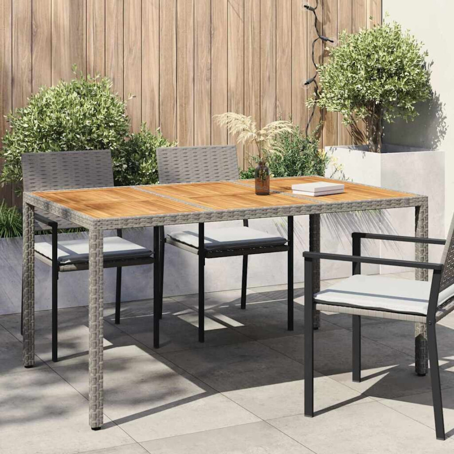 vidaXL Tuinstafel Grijs 150 x 90 x 75 cm poly rattan afbeelding 1