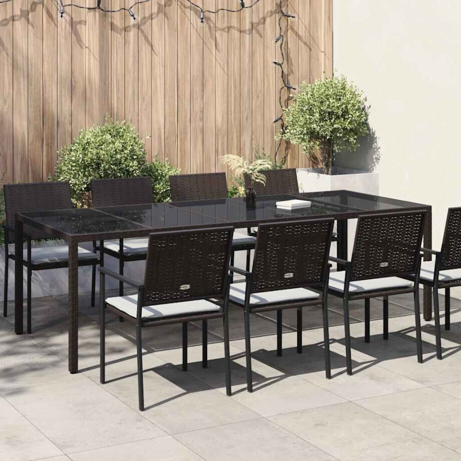 vidaXL Tuin Eettafel Bruin 250 x 100 x 75 cm poly rattan afbeelding 1