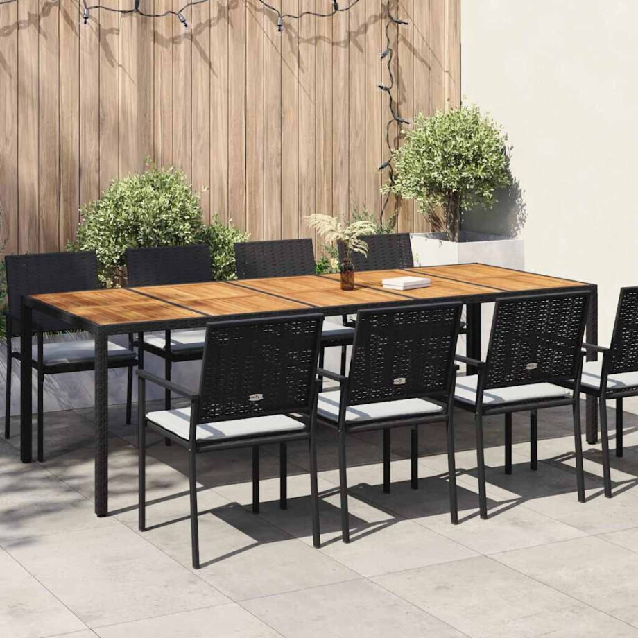 vidaXL Tuinstafel Zwart poly rattan afbeelding 1