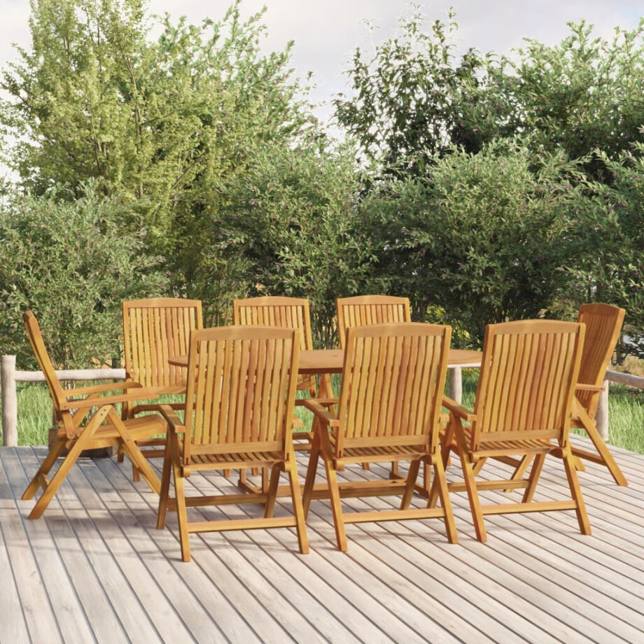 vidaXL 9-delige Tuinset massief teakhout afbeelding 1