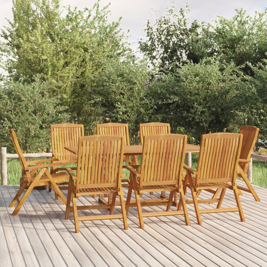 vidaXL 9-delige Tuinset massief teakhout afbeelding 1