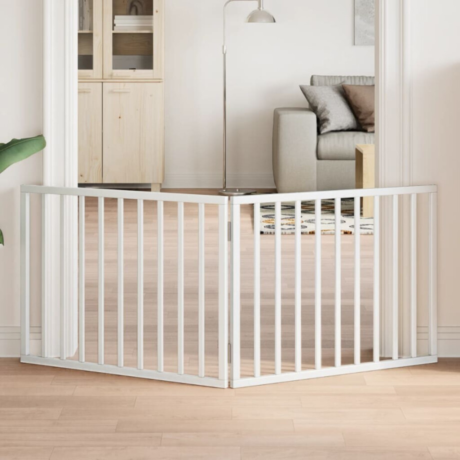 vidaXL Hondenhek inklapbaar 2 panelen 160 cm populierenhout wit afbeelding 1