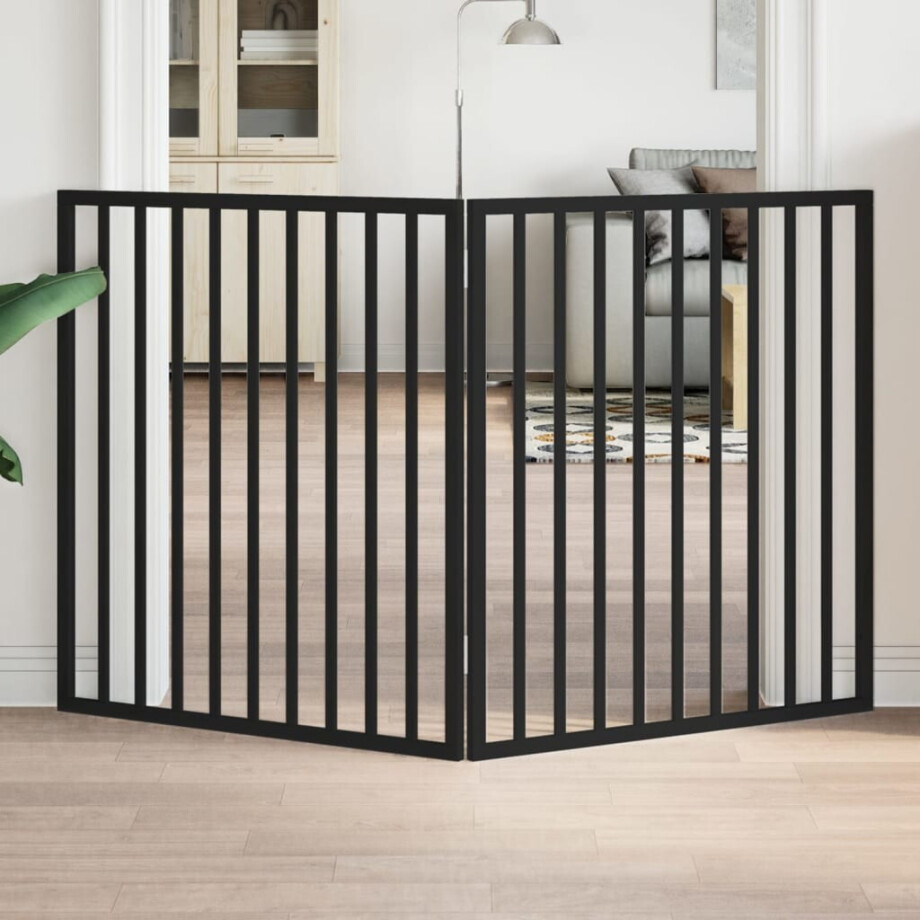 vidaXL Hondenhek opvouwbaar 2 panelen zwart 160 cm populierenhout afbeelding 1