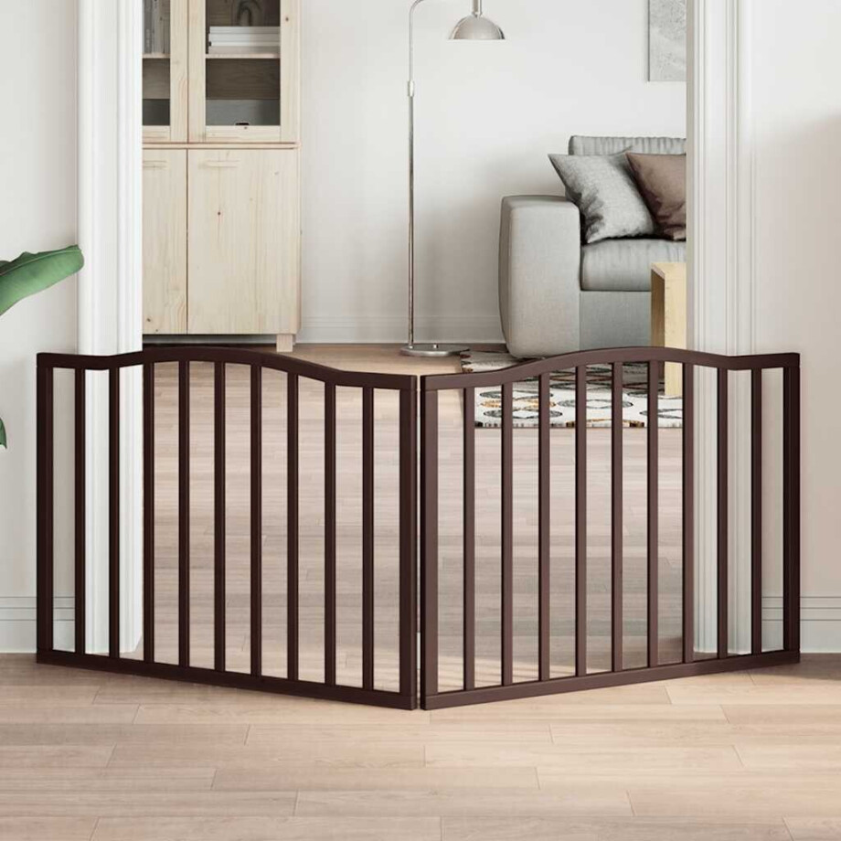 vidaXL Hondenhek inklapbaar 2 panelen 160cm populierenhout bruin eiken vidaXL Hondenhek inklapbaar 2 panelen 160cm populierenhout bruin eiken afbeelding 1