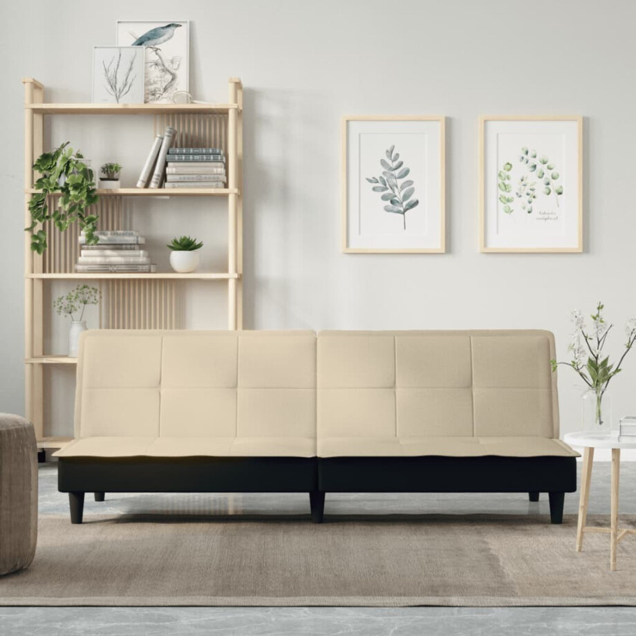 vidaXL Slaapbank stof crèmekleurig afbeelding 1
