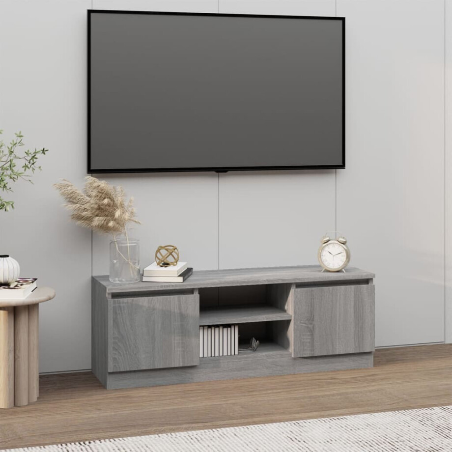 vidaXL Tv-meubel met deur 102x30x36 cm grijs sonoma eikenkleurig afbeelding 1