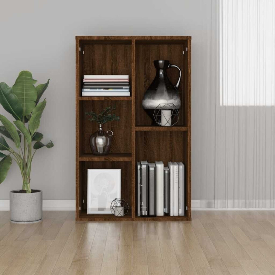 vidaXL Boekenkast/dressoir 50x25x80 cm bewerkt hout bruin eikenkleur afbeelding 1