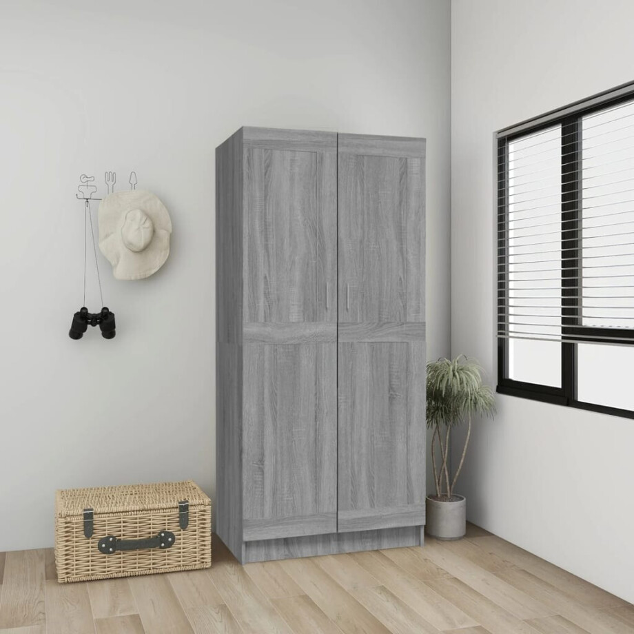 vidaXL Kledingkast 82,5x51,5x180 cm bewerkt hout grijs sonoma eiken vidaXL Kledingkast 82,5x51,5x180 cm bewerkt hout grijs sonoma eiken afbeelding 1
