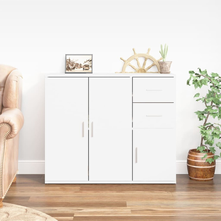 vidaXL Dressoir 91x29,5x75 cm bewerkt hout wit afbeelding 1