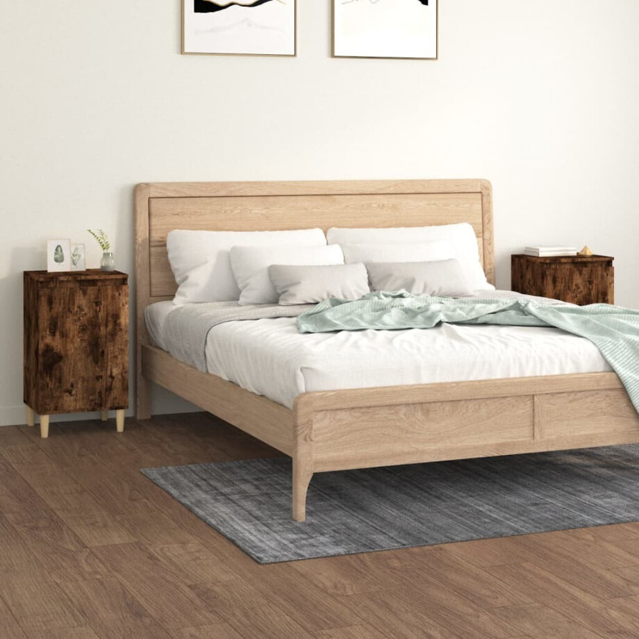vidaXL Nachtkastjes 2 st 40x35x70 cm bewerkt hout gerookt eikenkleurig vidaXL Nachtkastjes 2 st 40x35x70 cm bewerkt hout gerookt eikenkleurig afbeelding 1