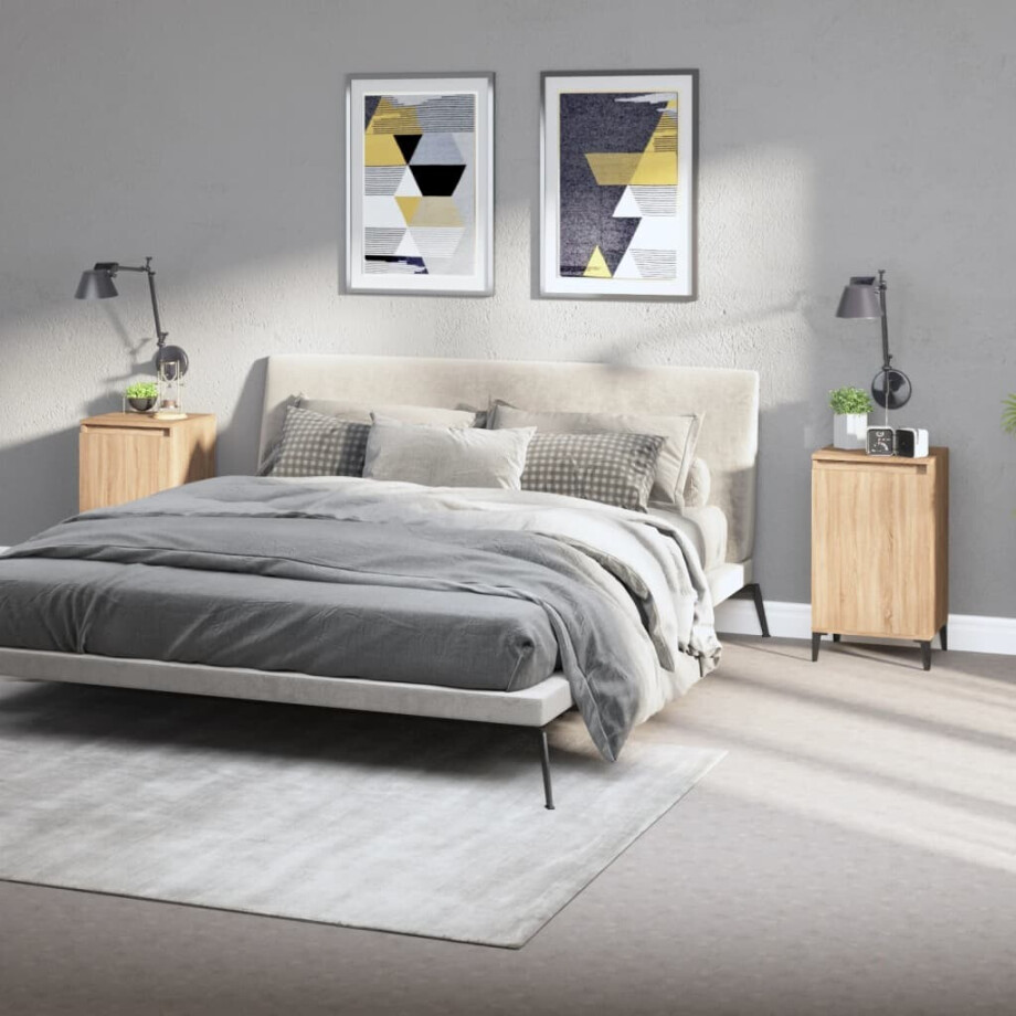 vidaXL Nachtkastjes 2 st 40x35x70 cm bewerkt hout sonoma eikenkleurig afbeelding 1
