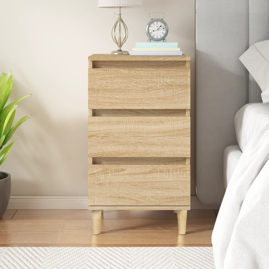 vidaXL Nachtkastje 40x35x70 cm bewerkt hout sonoma eikenkleurig afbeelding 1