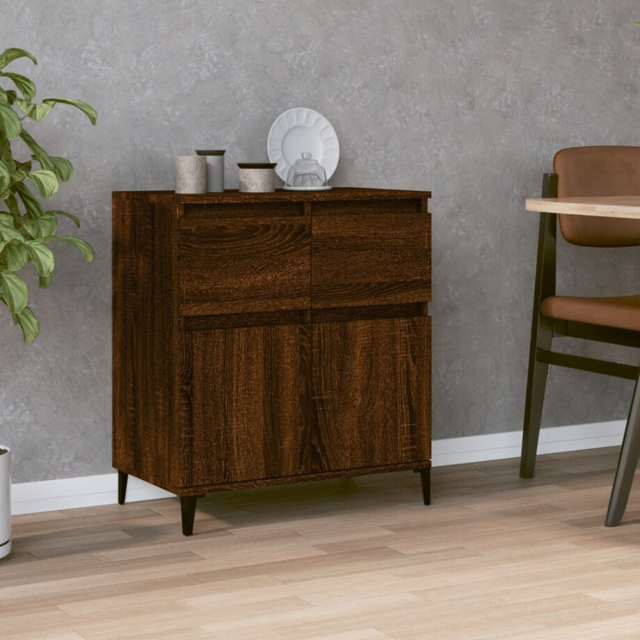 vidaXL Dressoir 60x35x70 cm bewerkt hout bruin eikenkleur afbeelding 1