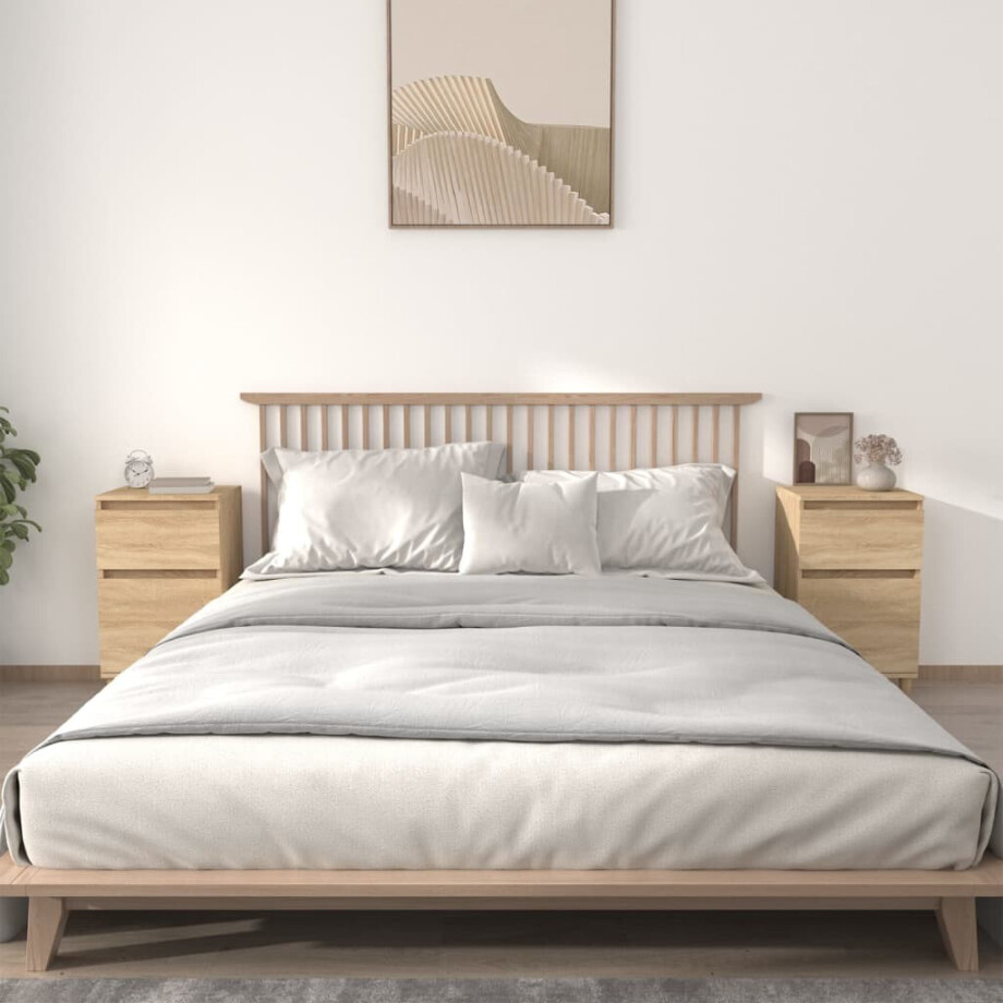 vidaXL Nachtkastjes 2 st 40x35x70 cm bewerkt hout sonoma eikenkleurig afbeelding 1