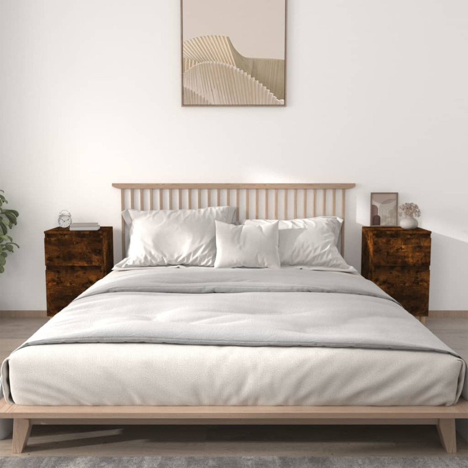 vidaXL Nachtkastjes 2 st 40x35x70 cm gerookt eikenkleurig vidaXL Nachtkastjes 2 st 40x35x70 cm gerookt eikenkleurig afbeelding 1