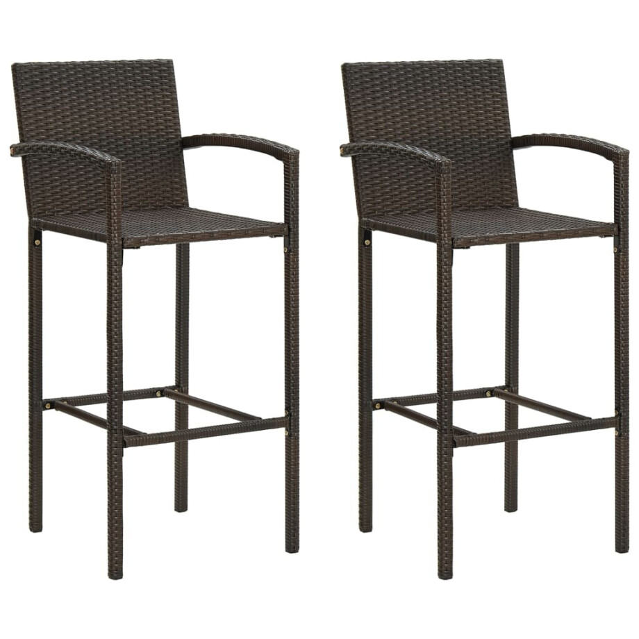 vidaXL Barkrukken 2 st poly rattan bruin vidaXL Barkrukken 2 st poly rattan bruin afbeelding 1