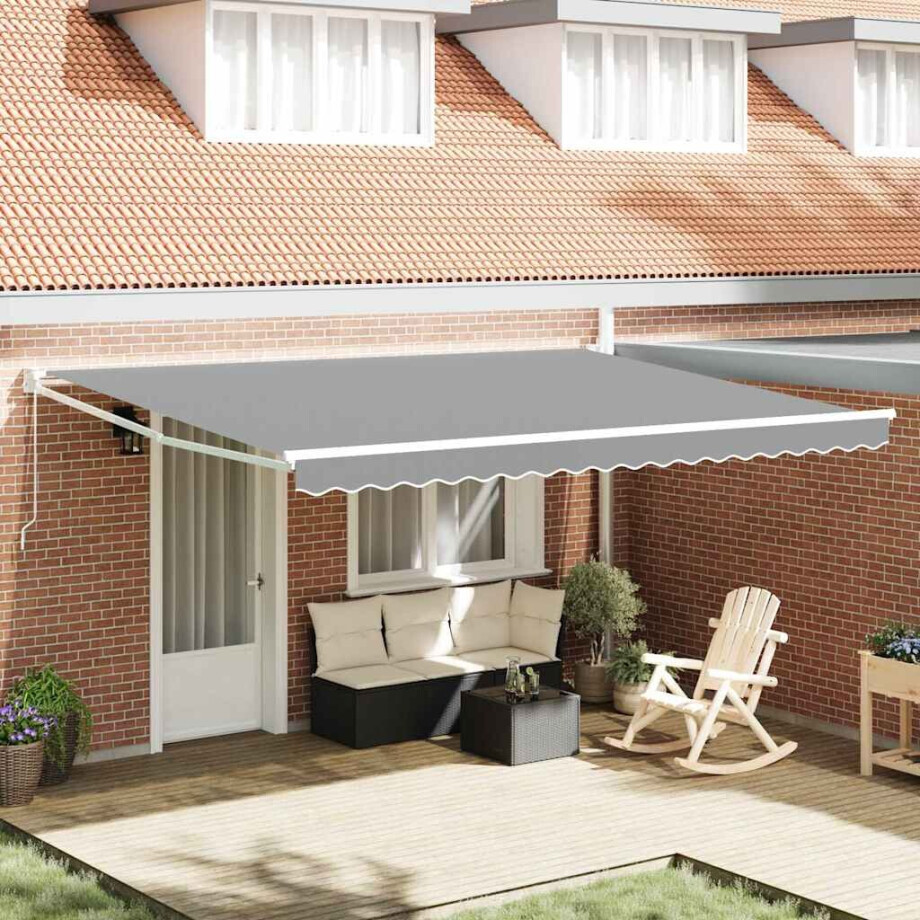 vidaXL Uitschuifbaar zonnescherm Wit 500 × 300 cm Aluminium afbeelding 1