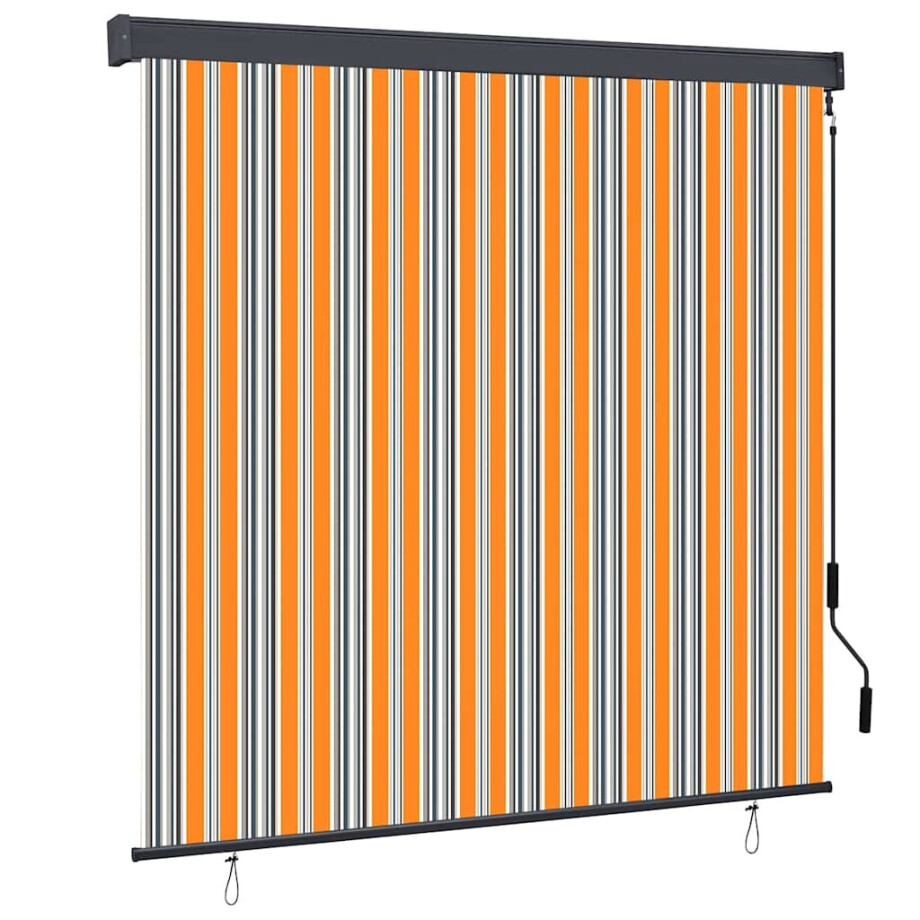 vidaXL Buiten Rolgordijn Gestreept Geel en blauw 180 x 250 cm Stof afbeelding 1