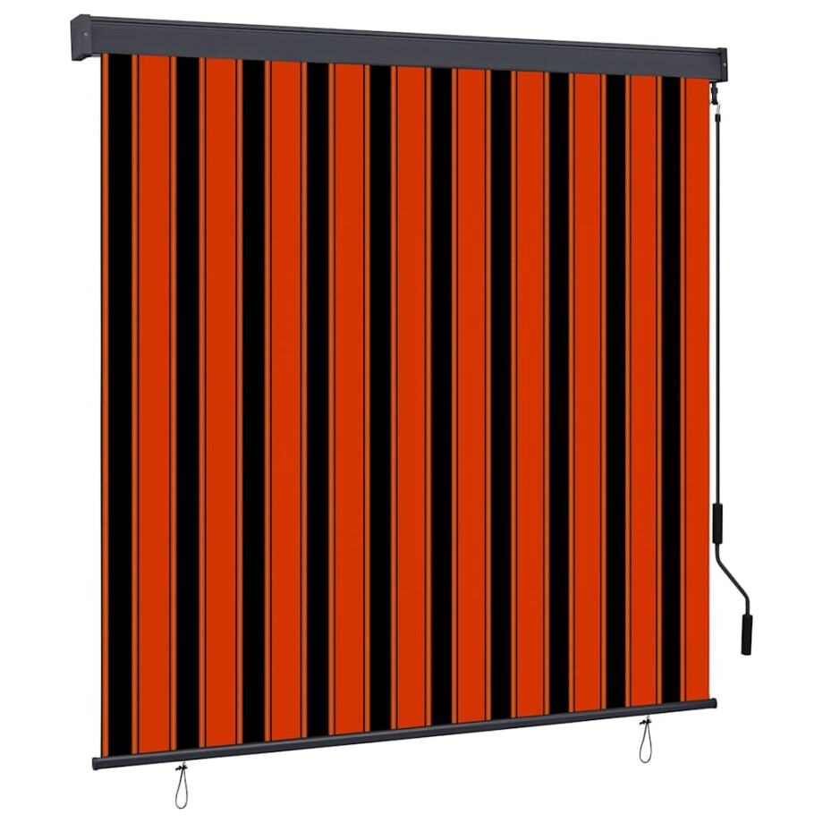 vidaXL Buiten Rolgordijn Gestreept Oranje en wit 180 x 250 cm Stof afbeelding 1