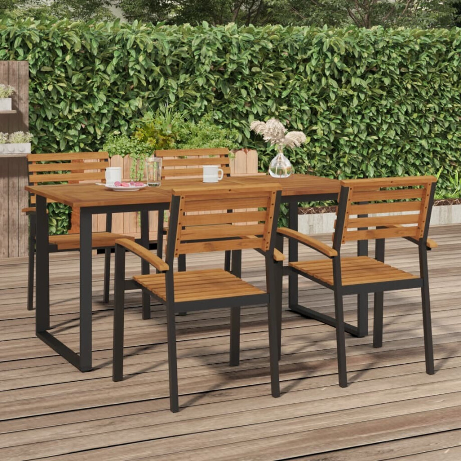 vidaXL Tuintafel met U-vormige poten 160x80x75 cm massief acaciahout afbeelding 1