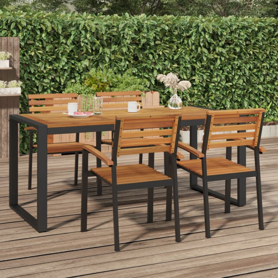 vidaXL Tuintafel met U-vormige poten 180x90x75 cm massief acaciahout afbeelding 1