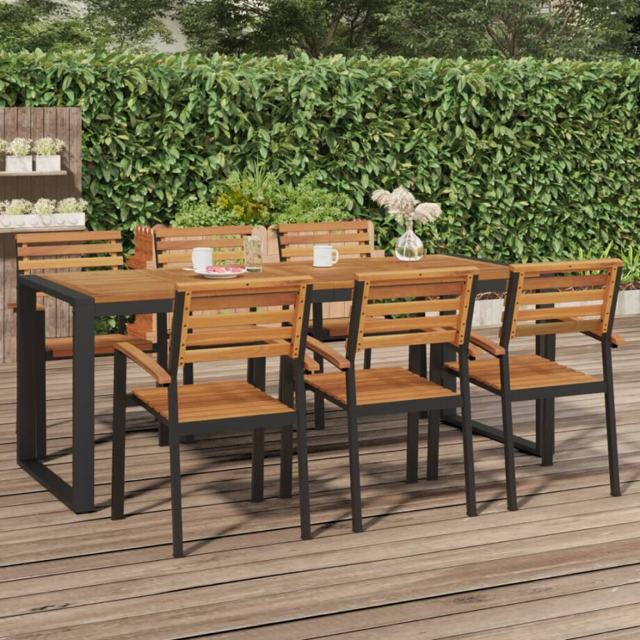 vidaXL Tuintafel met U-vormige poten 200x90x75 cm massief acaciahout afbeelding 1
