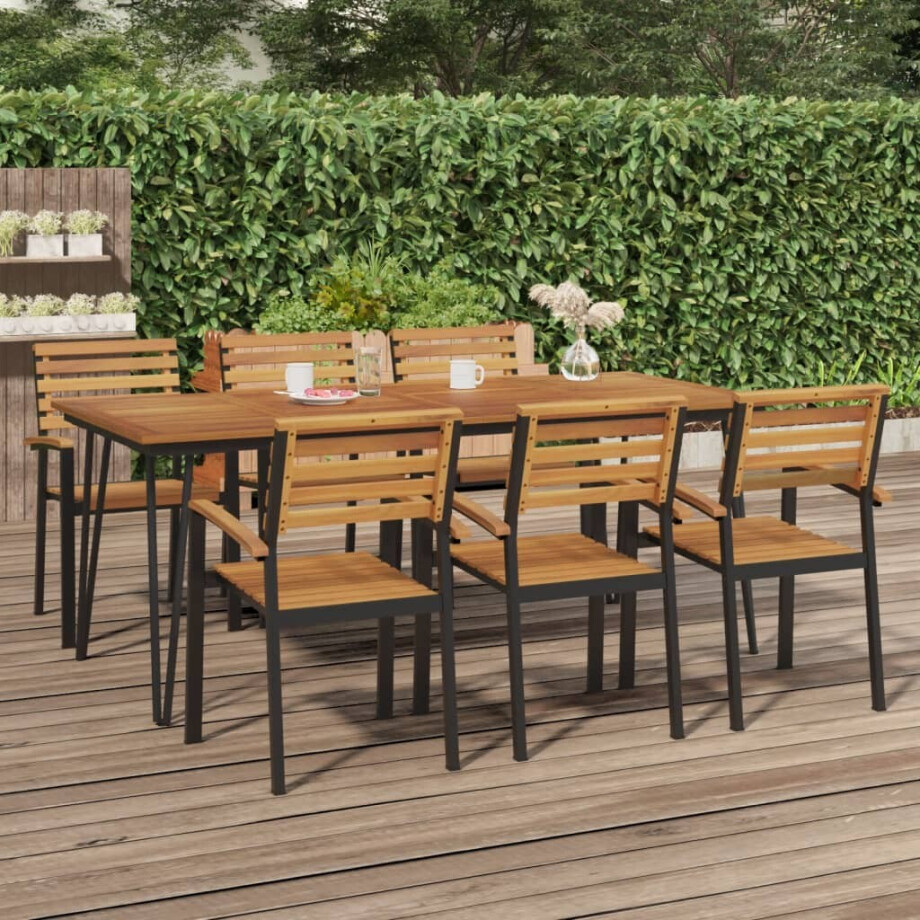 vidaXL Tuintafel met haarspeldpoten 200x90x75 cm massief acaciahout afbeelding 1