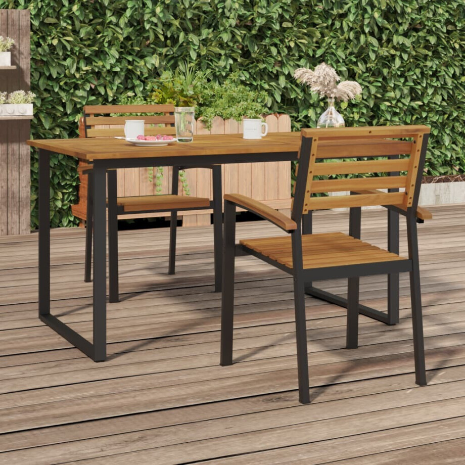 vidaXL Tuinstoelen 2 st stapelbaar massief acaciahout en metaal vidaXL Tuinstoelen 2 st stapelbaar massief acaciahout en metaal afbeelding 1