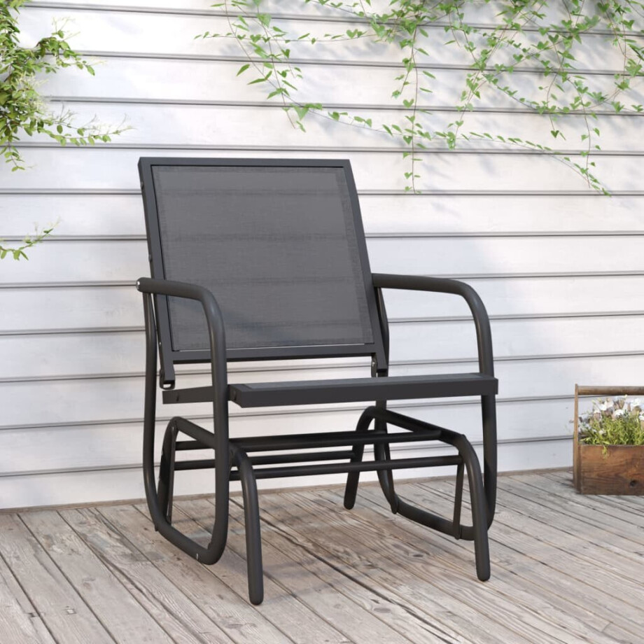 vidaXL Schuifstoel tuin 61x76x87 cm textileen en staal zwart afbeelding 1