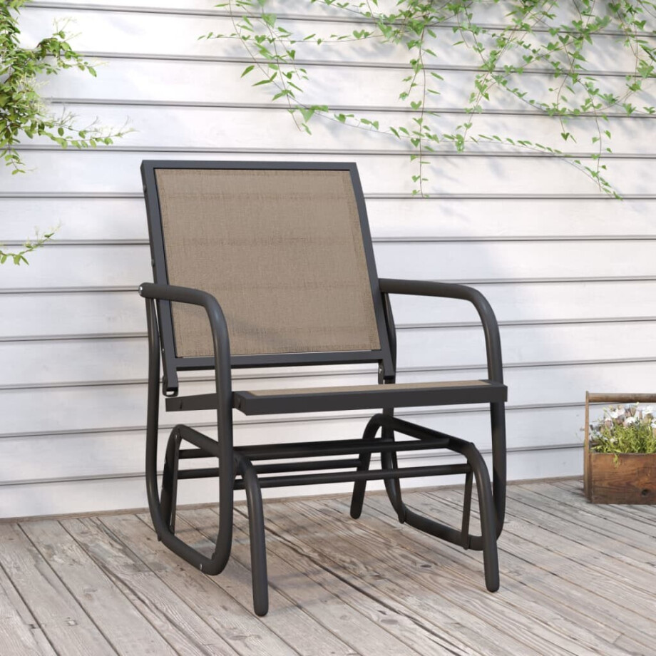 vidaXL Schuifstoel voor tuin 61x76x87 cm textileen staal bruin afbeelding 1