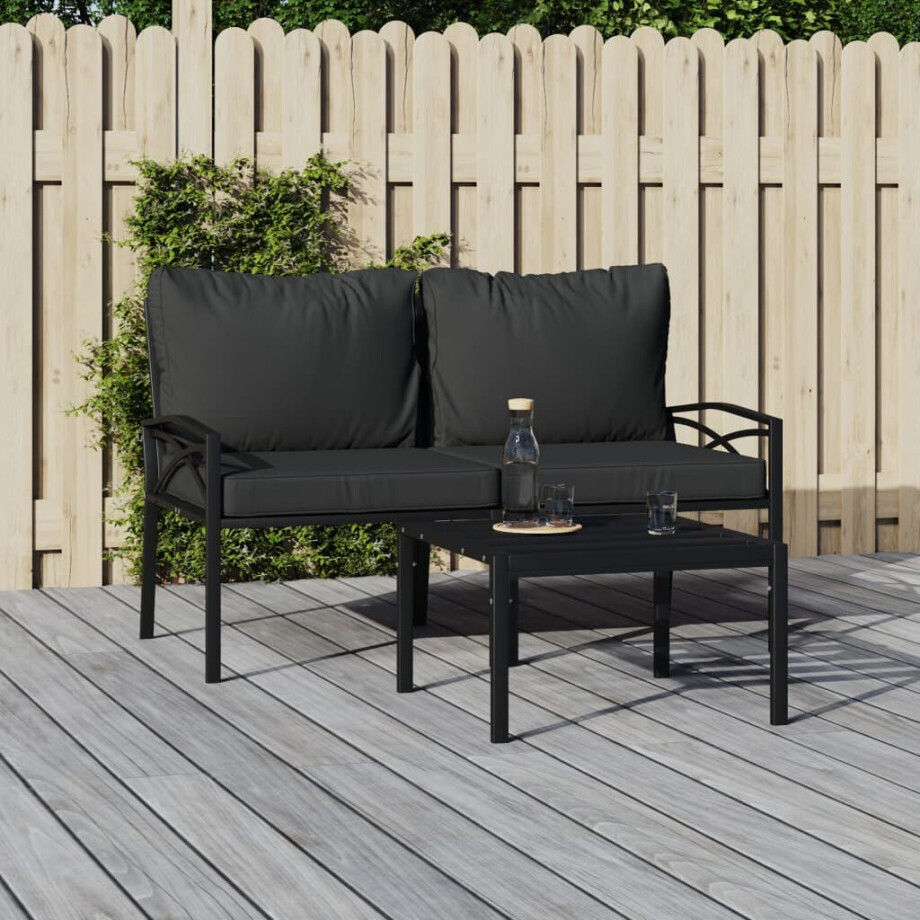 vidaXL Tuinstoelen met grijze kussens 2 st 62x75x79 cm staal afbeelding 1