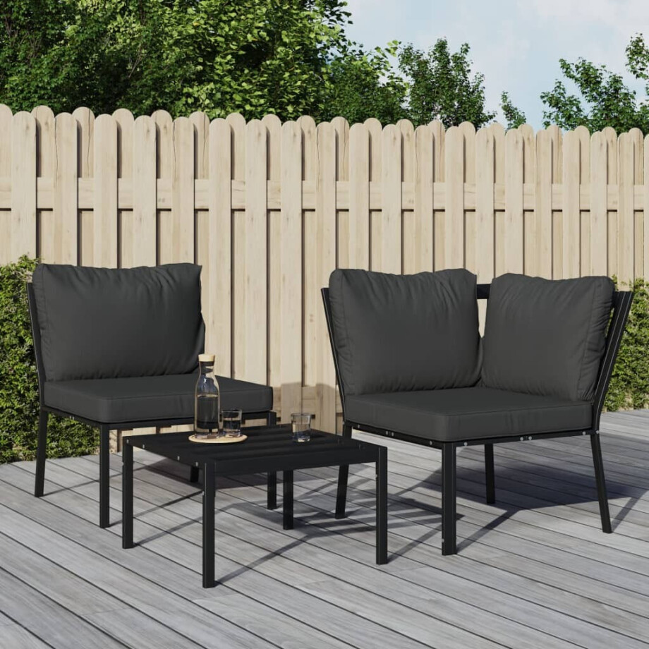 vidaXL Tuinstoel met grijze kussens 76x76x79 cm staal vidaXL Tuinstoel met grijze kussens 76x76x79 cm staal afbeelding 1