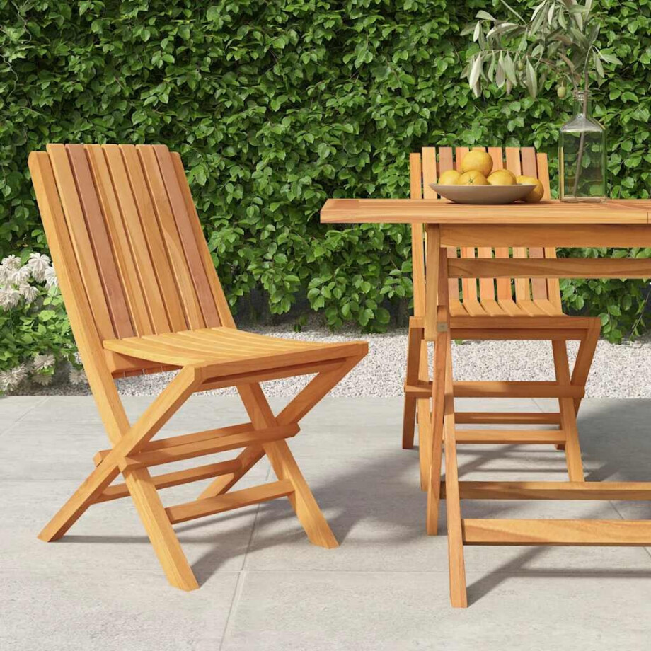 vidaXL Tuinstoelen inklapbaar 2 st 47x47x89 cm massief teakhout vidaXL Tuinstoelen inklapbaar 2 st 47x47x89 cm massief teakhout afbeelding 1