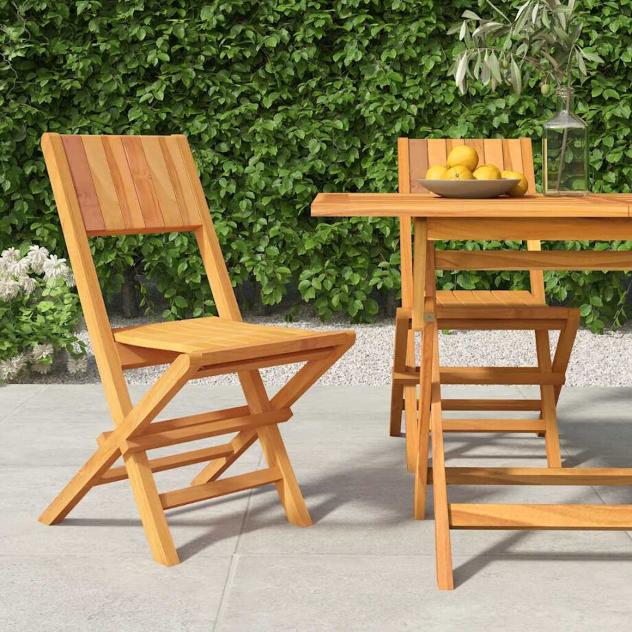 vidaXL Tuinstoelen inklapbaar 2 st 47x61x90 cm massief teakhout vidaXL Tuinstoelen inklapbaar 2 st 47x61x90 cm massief teakhout afbeelding 1