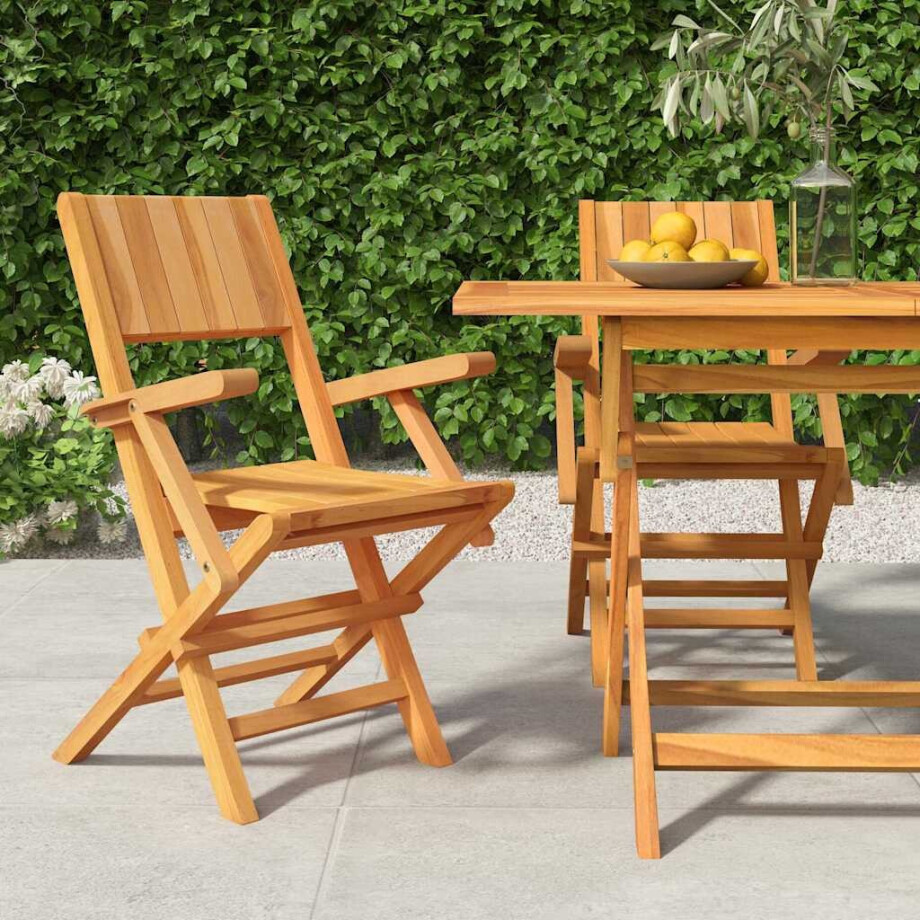 vidaXL Tuinstoelen inklapbaar 2 st 55x61x90 cm massief teakhout vidaXL Tuinstoelen inklapbaar 2 st 55x61x90 cm massief teakhout afbeelding 1