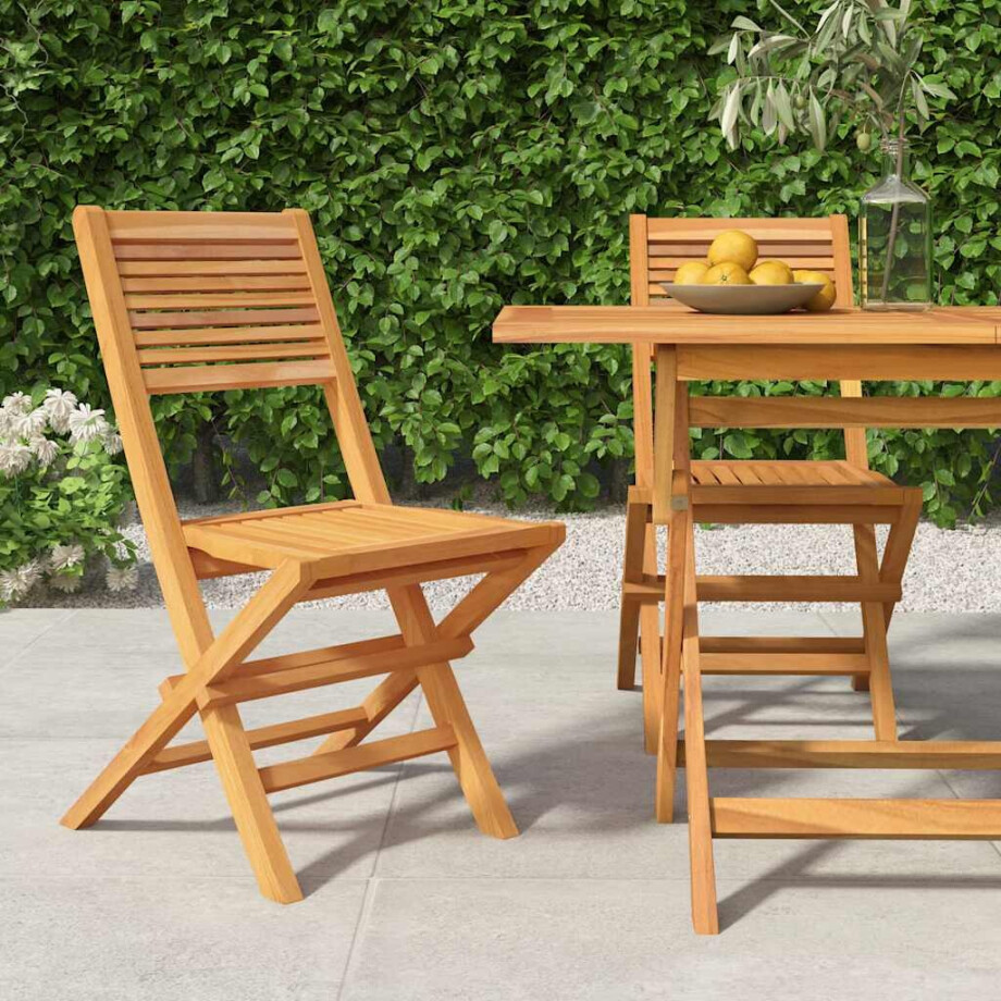vidaXL Tuinstoelen inklapbaar 2 st 47x62x90 cm massief teakhout vidaXL Tuinstoelen inklapbaar 2 st 47x62x90 cm massief teakhout afbeelding 1