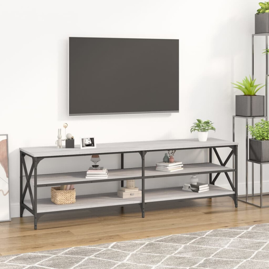 vidaXL Tv-meubel 160x40x50 cm bewerkt hout grijs sonoma eikenkleurig vidaXL Tv-meubel 160x40x50 cm bewerkt hout grijs sonoma eikenkleurig afbeelding 1