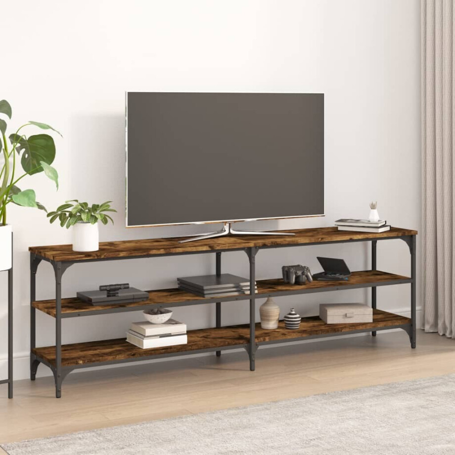 vidaXL Tv-meubel 160x30x50 cm bewerkt hout gerookt eikenkleurig vidaXL Tv-meubel 160x30x50 cm bewerkt hout gerookt eikenkleurig afbeelding 1