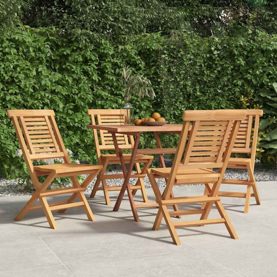 vidaXL Tuinstoelen inklapbaar 4 st 47x63x90 cm massief teakhout vidaXL Tuinstoelen inklapbaar 4 st 47x63x90 cm massief teakhout afbeelding 1