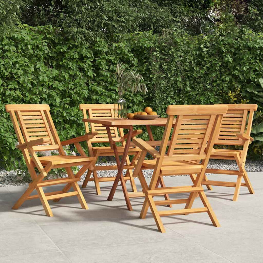 vidaXL Tuinstoelen 4 st inklapbaar 56x63x90 cm massief teakhout vidaXL Tuinstoelen 4 st inklapbaar 56x63x90 cm massief teakhout afbeelding 1